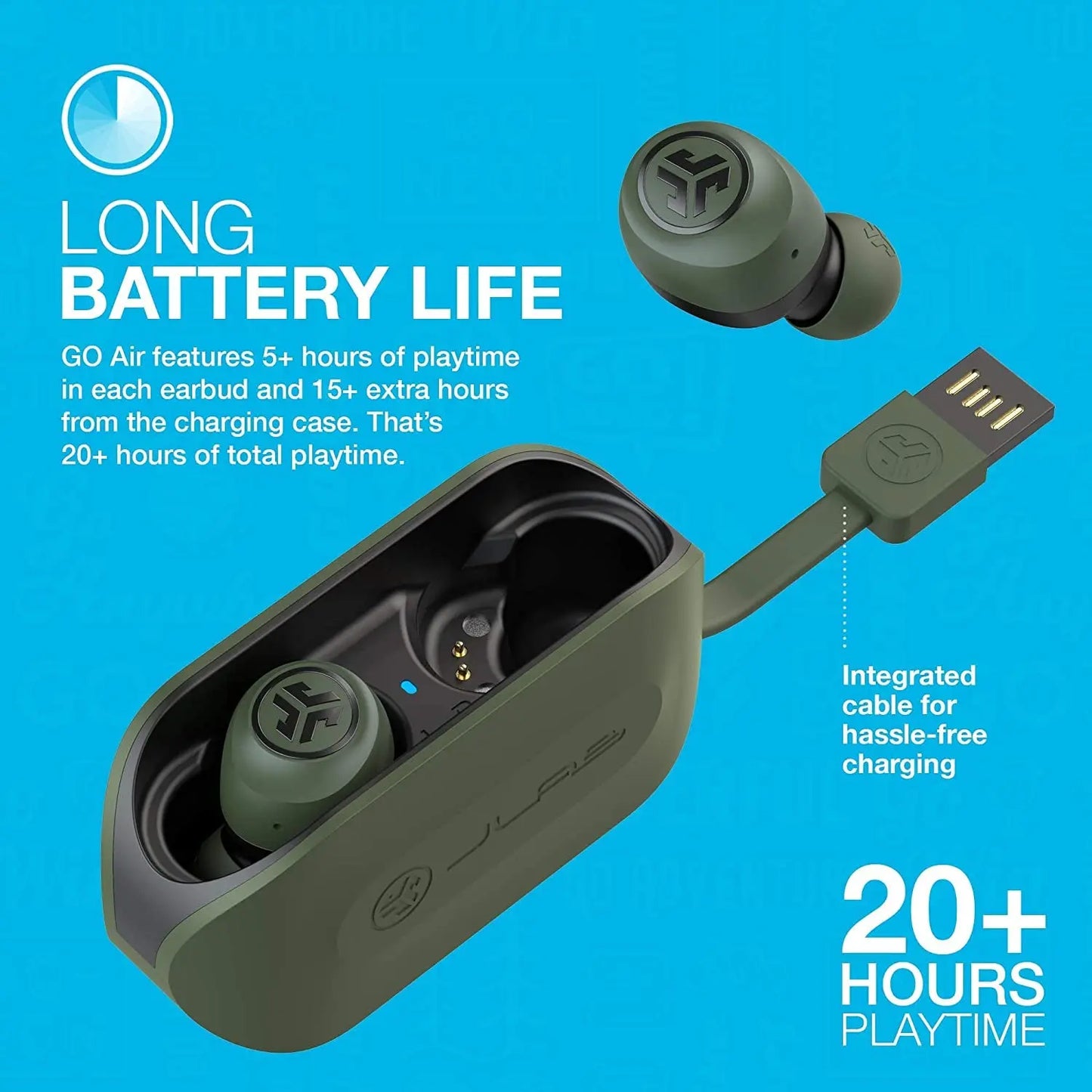 Go Air True Wireless Bluetooth Earbuds + Charging Case | Green | Dual Connect | IP44 Sweat Resistance | Bluetooth 5.0 Connection | 3 EQ Sound Settings: Signature, Balanced, Bass Boost