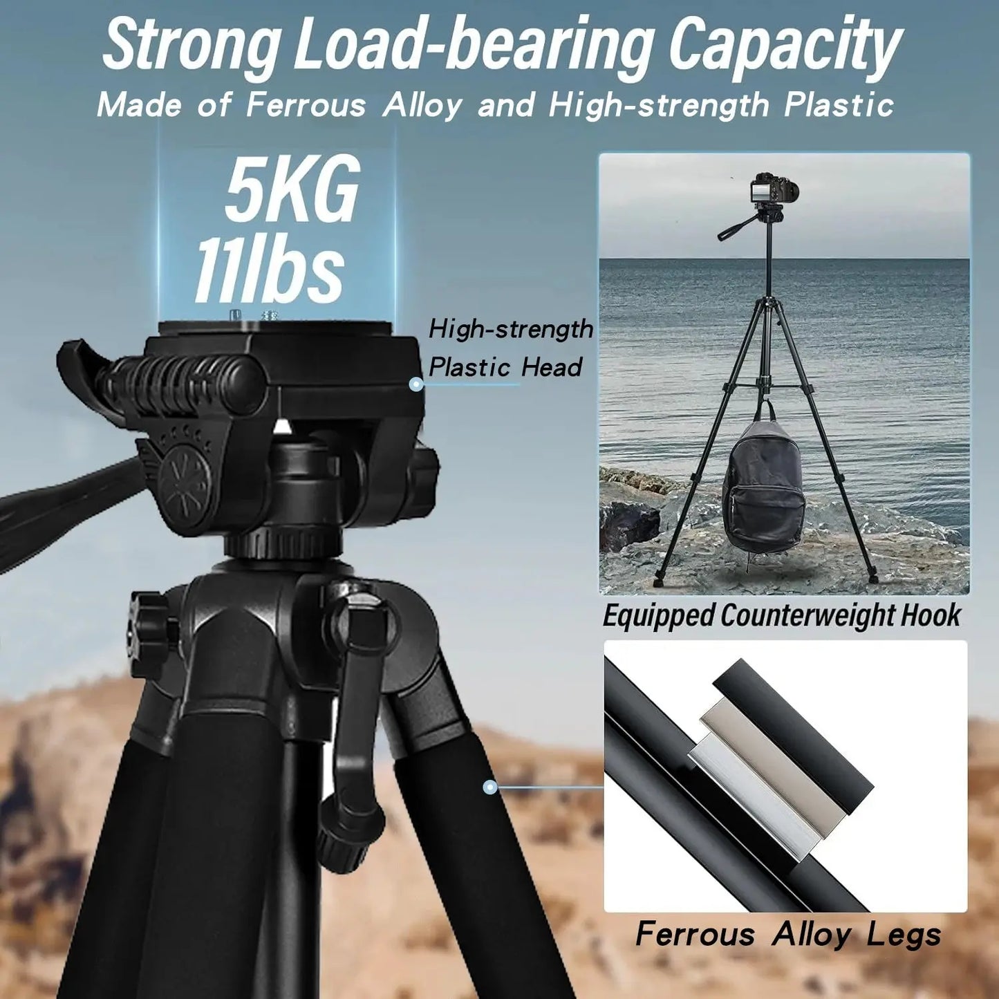 60" Heavy Duty Camera/Phone Tripod My Store