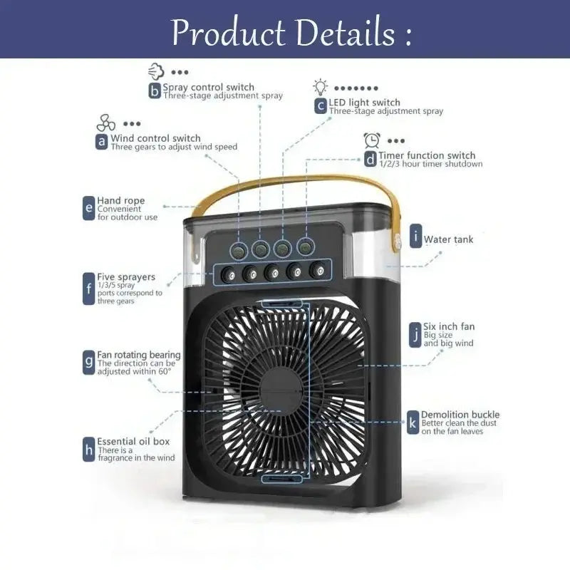 3-in-1 Portable Air Cooler, Fan & Humidifier (with LED Night Light) My Store