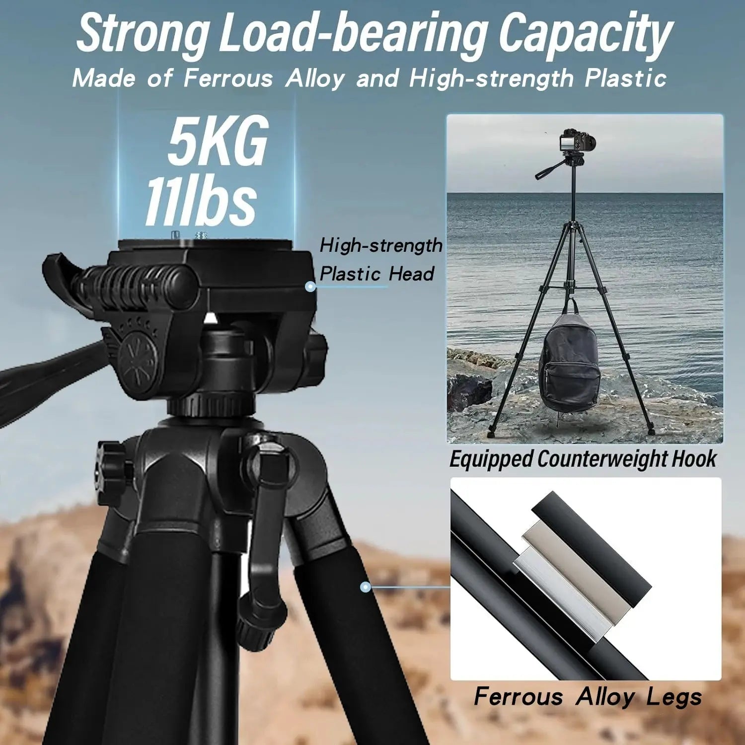 60" Heavy Duty Camera/Phone Tripod My Store