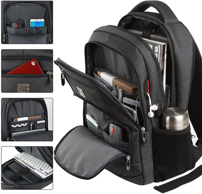 Laptop Backpack,Business Travel anti Theft Slim Durable Laptops Backpack with USB Charging Port,Water Resistant College School Computer Bag for Women & Men Fits 15.6 Inch Laptop and Notebook - Black